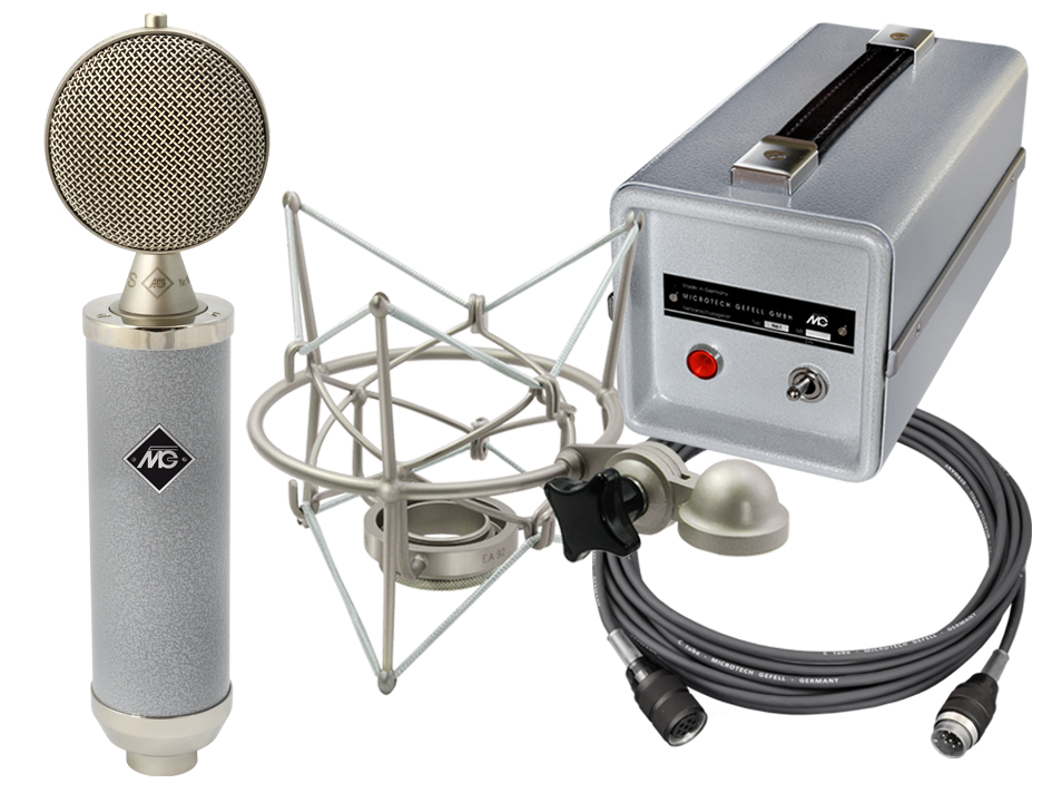 Studiomikrofon CMV 563 - M 7 S, Netzanschlussgerät N 61, Mikrofonanschlusskabel C tube und Elastische Aufhängung EA 92 im Koffer Hammerschlag-Beschichtung, grau