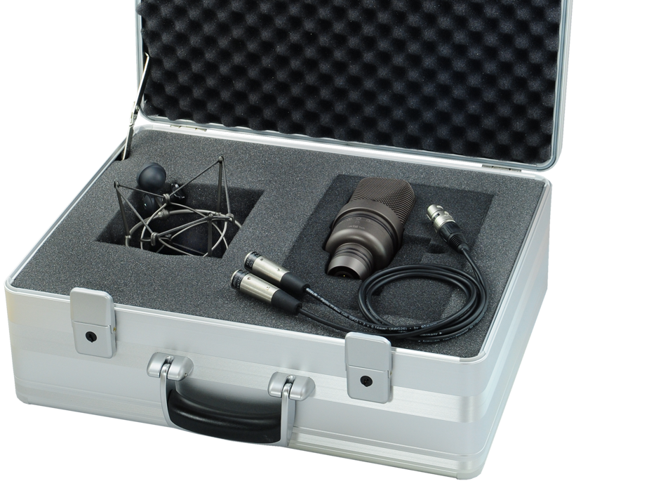 mit elastischer Aufhängung EA 92, Mikrofonanschlusskabel C 93.01,im Aluminiumkoffer 450 mm x 350 mm x 160 mm dunkel bronze